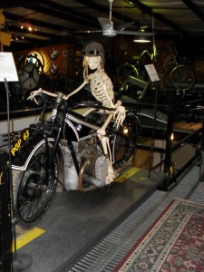 skeleton on bmw motorcycle
