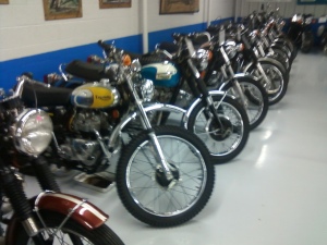 a row of classic Triumph motorcycles