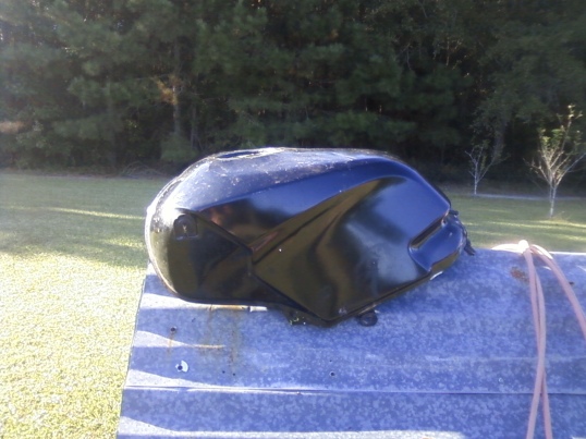<ninja fuel tank drying in the sun>