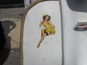 <pin up girl on scooter>