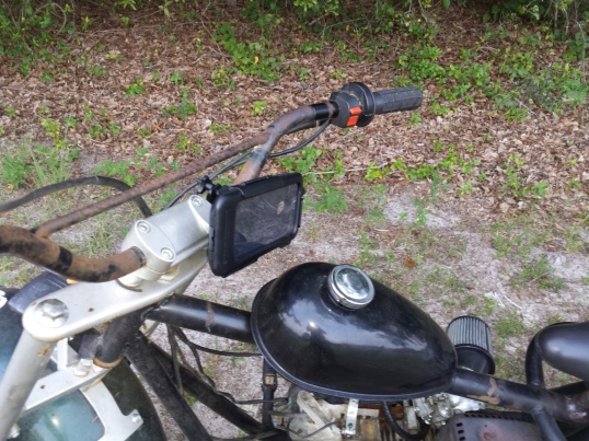 <cell phone mount on minibike>
